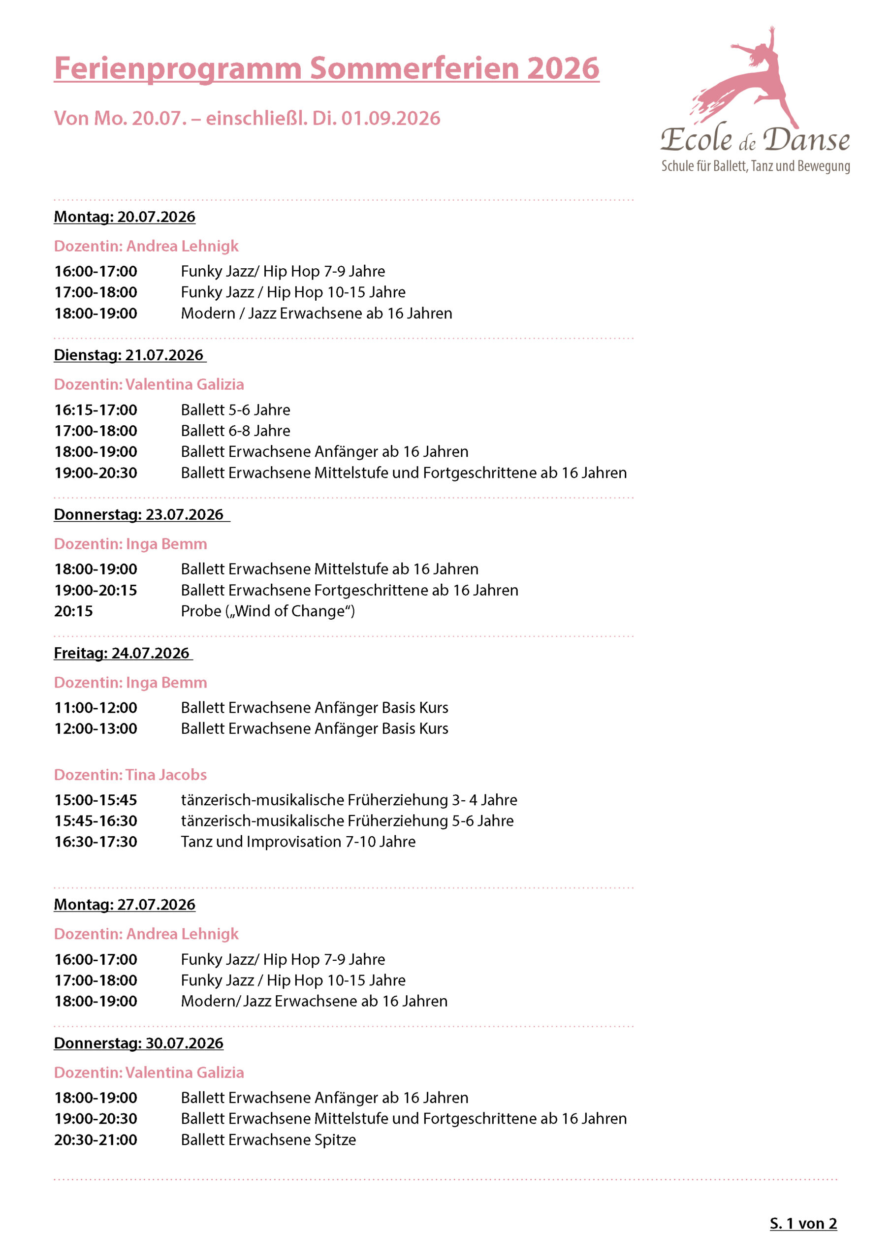 Sommerferienprogramm 2026