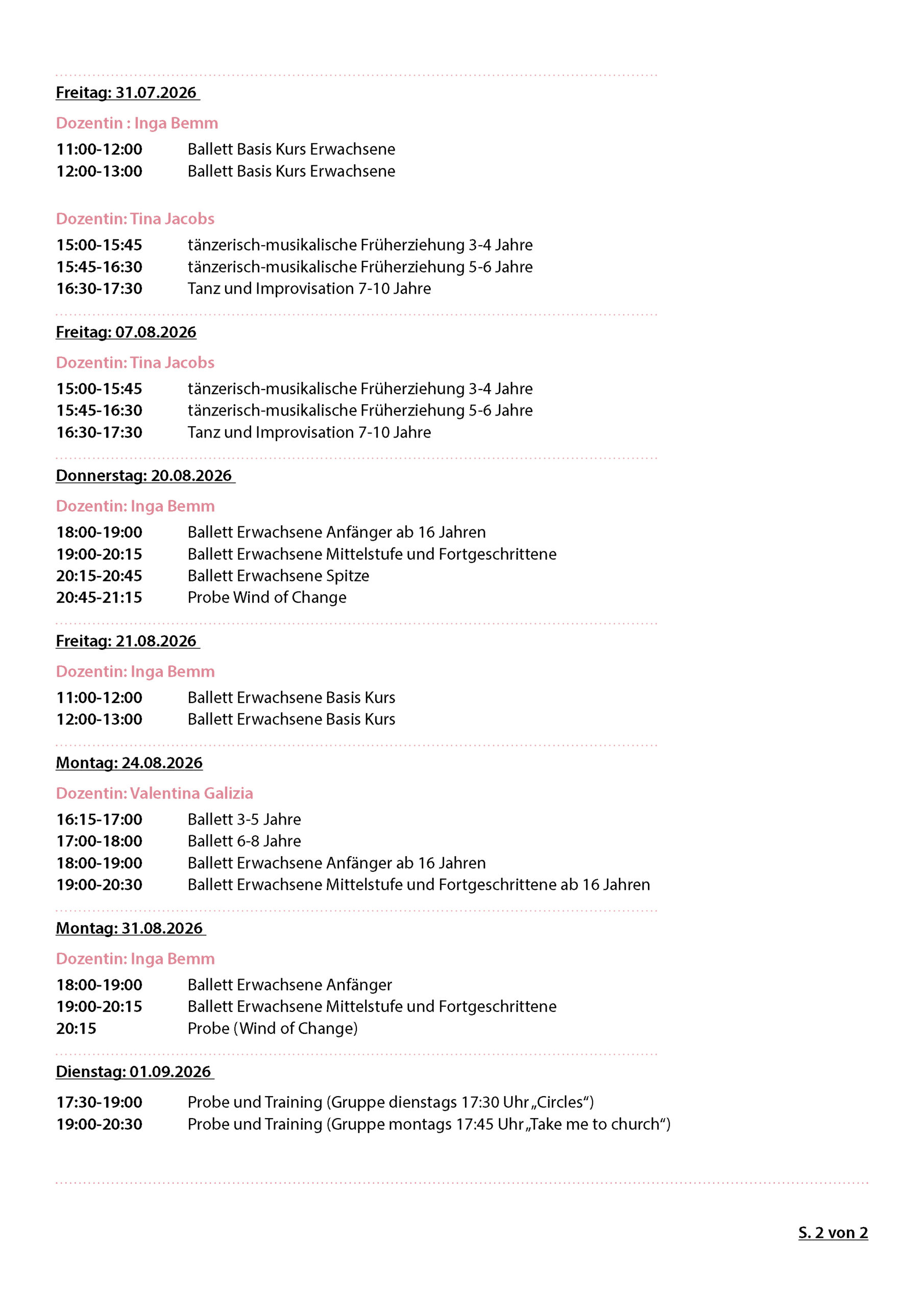 Sommerferienprogramm 20262